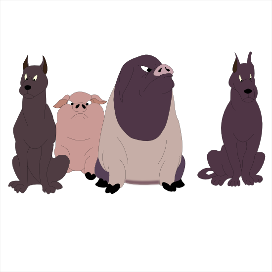 Napoleon, dogs and Squealer from the Animal Farm